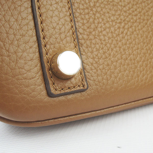 Super A Replica Hermes Gold Buckle Handbag Light Coffee 6068